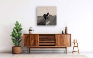 Ski V on wood