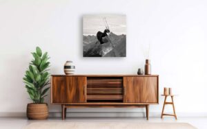 Ski V on wood