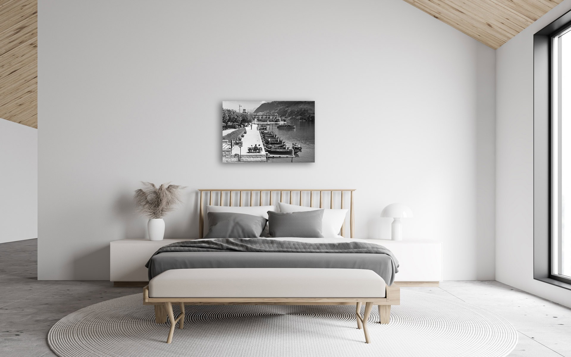 White attic master bedroom interior